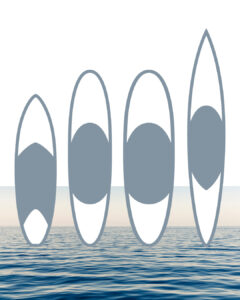 Sizes and shapes of paddle boards