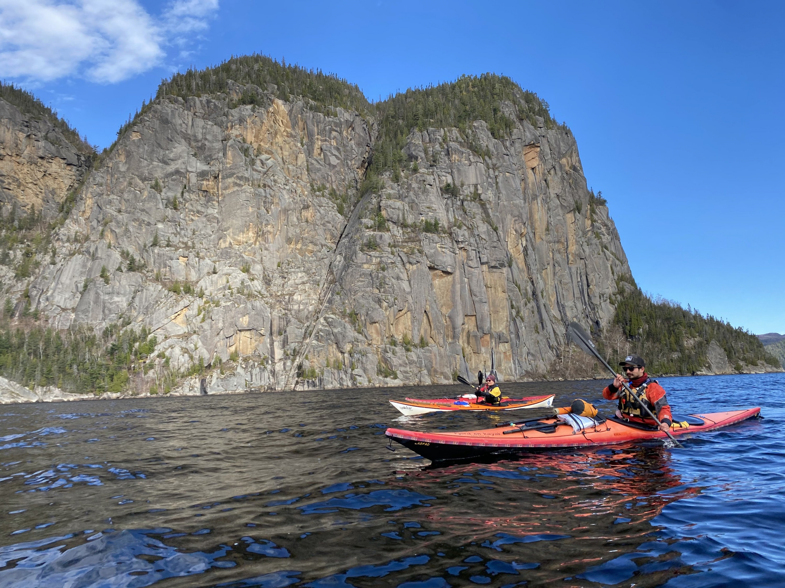 A group of people kayaking