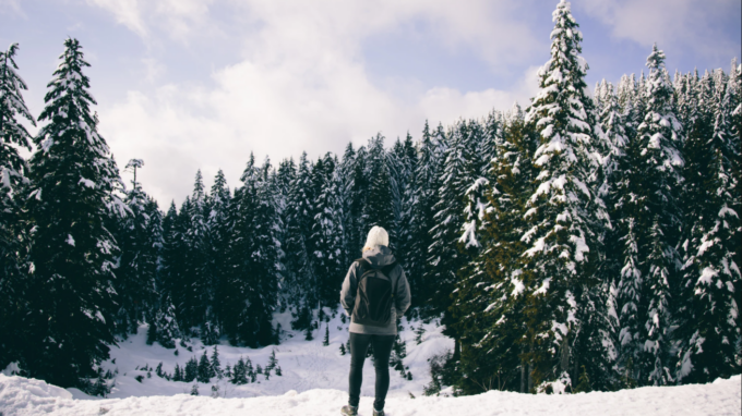 Woman in a winter landscape