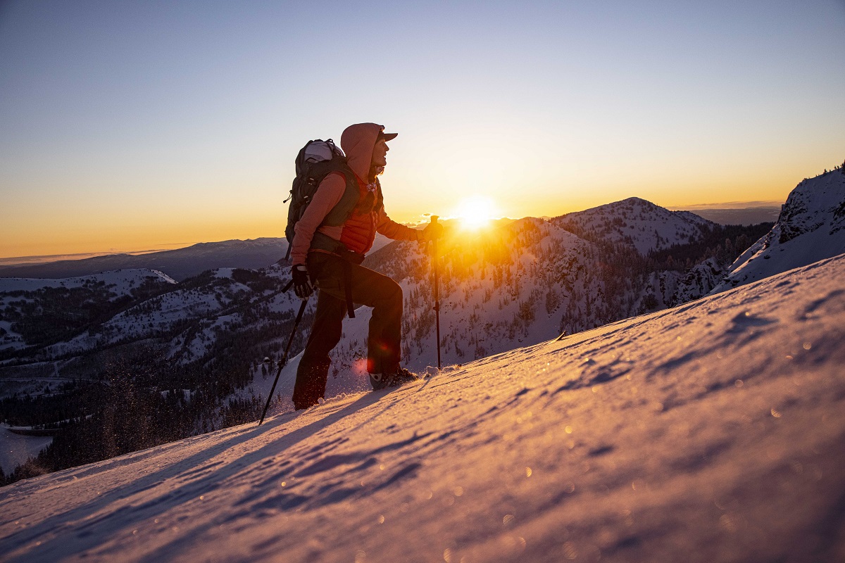 Alpine touring in the early morning