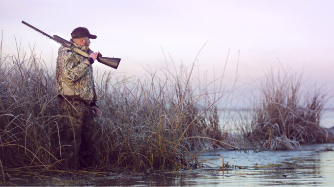 Hunter well equipped for waterfowl hunting