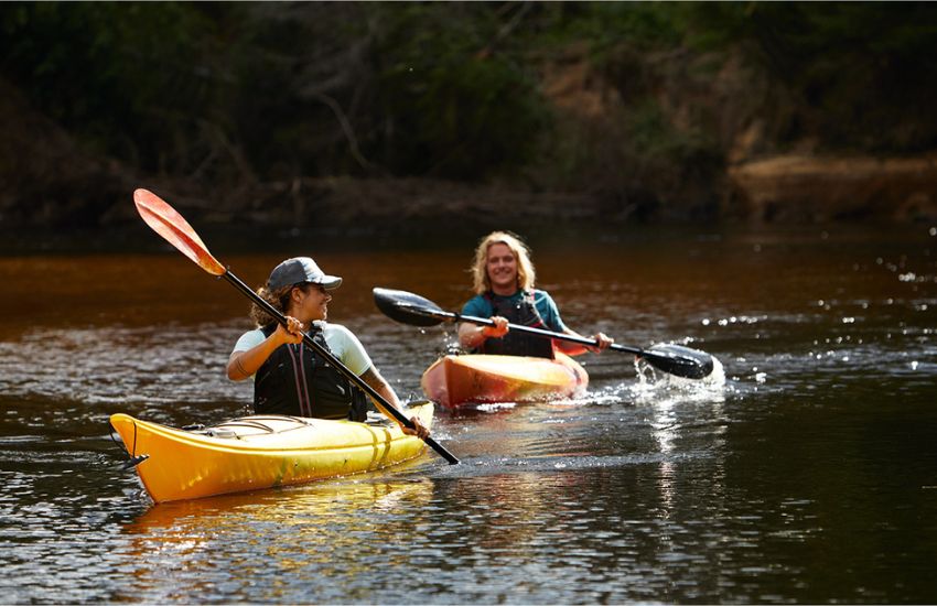 Two people kayaking
