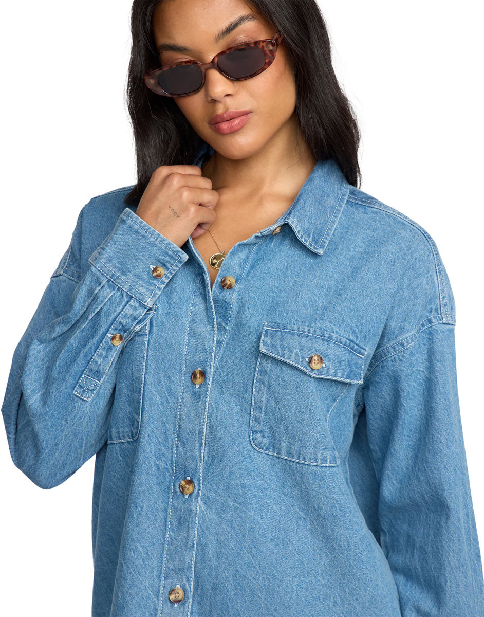 Fadeaway Denim Shacket - Women's