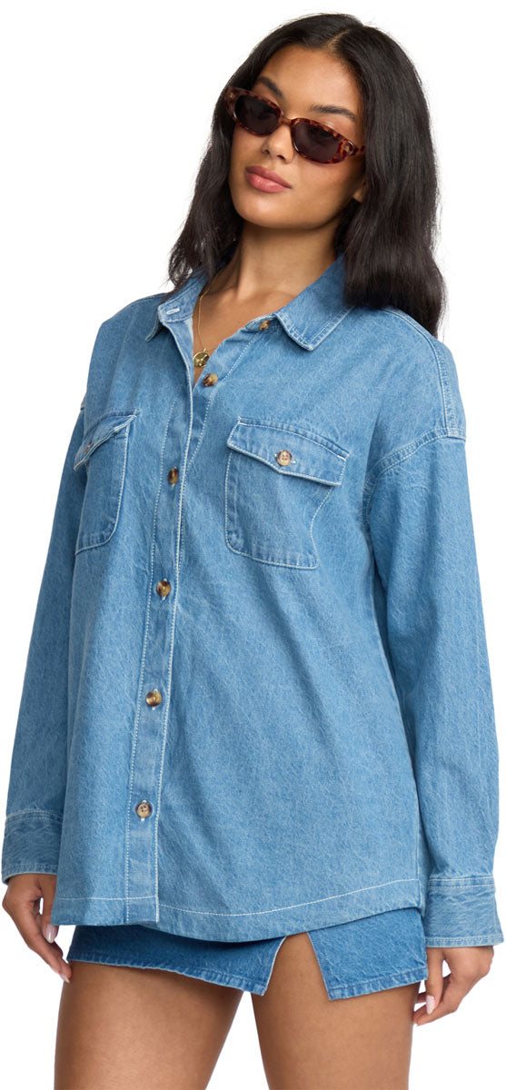 Fadeaway Denim Shacket - Women's