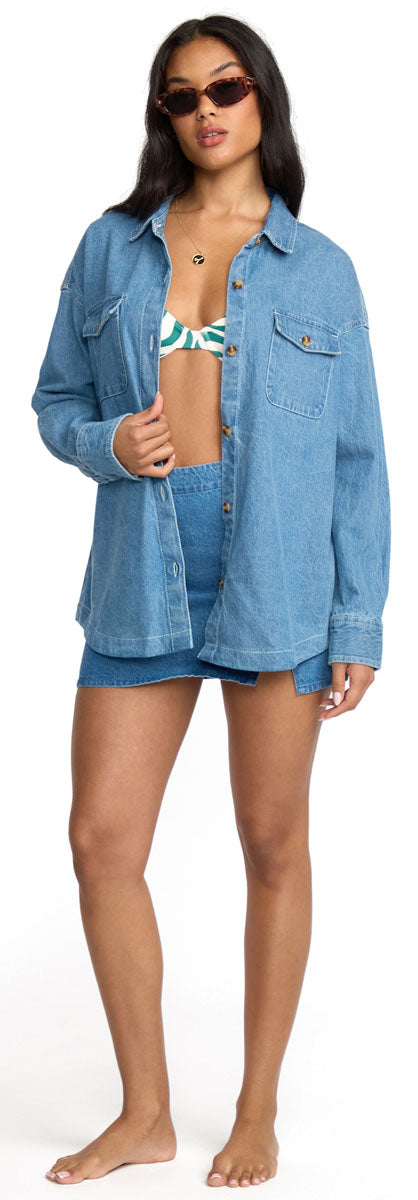 Fadeaway Denim Shacket - Women's