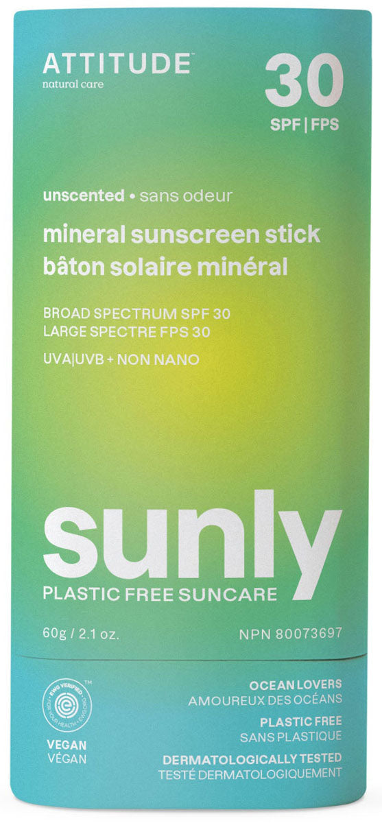 30 SPF Mineral Sunscreen Stick - Unscented - 60 g