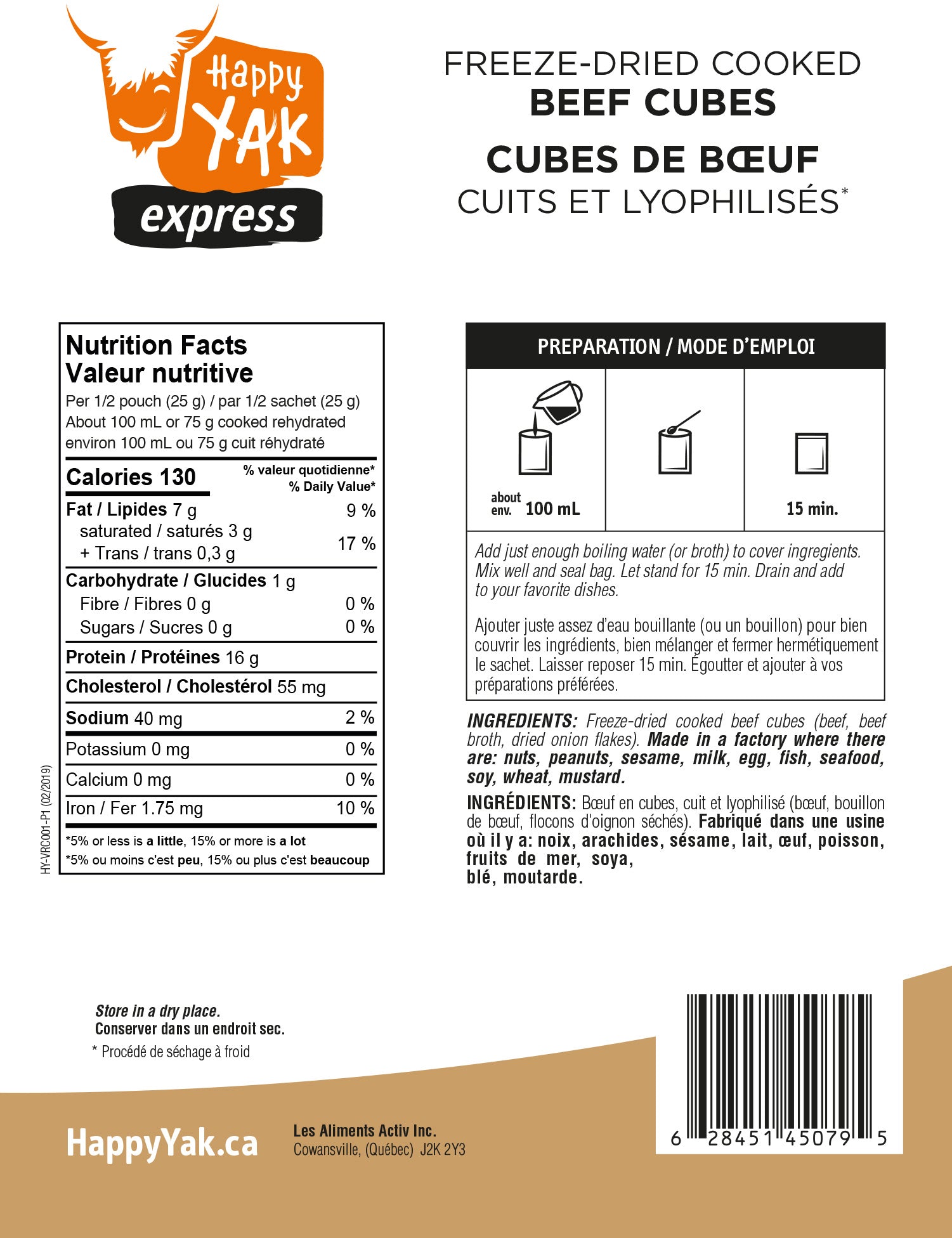 Freeze-Dried Cooked Beef Cubes