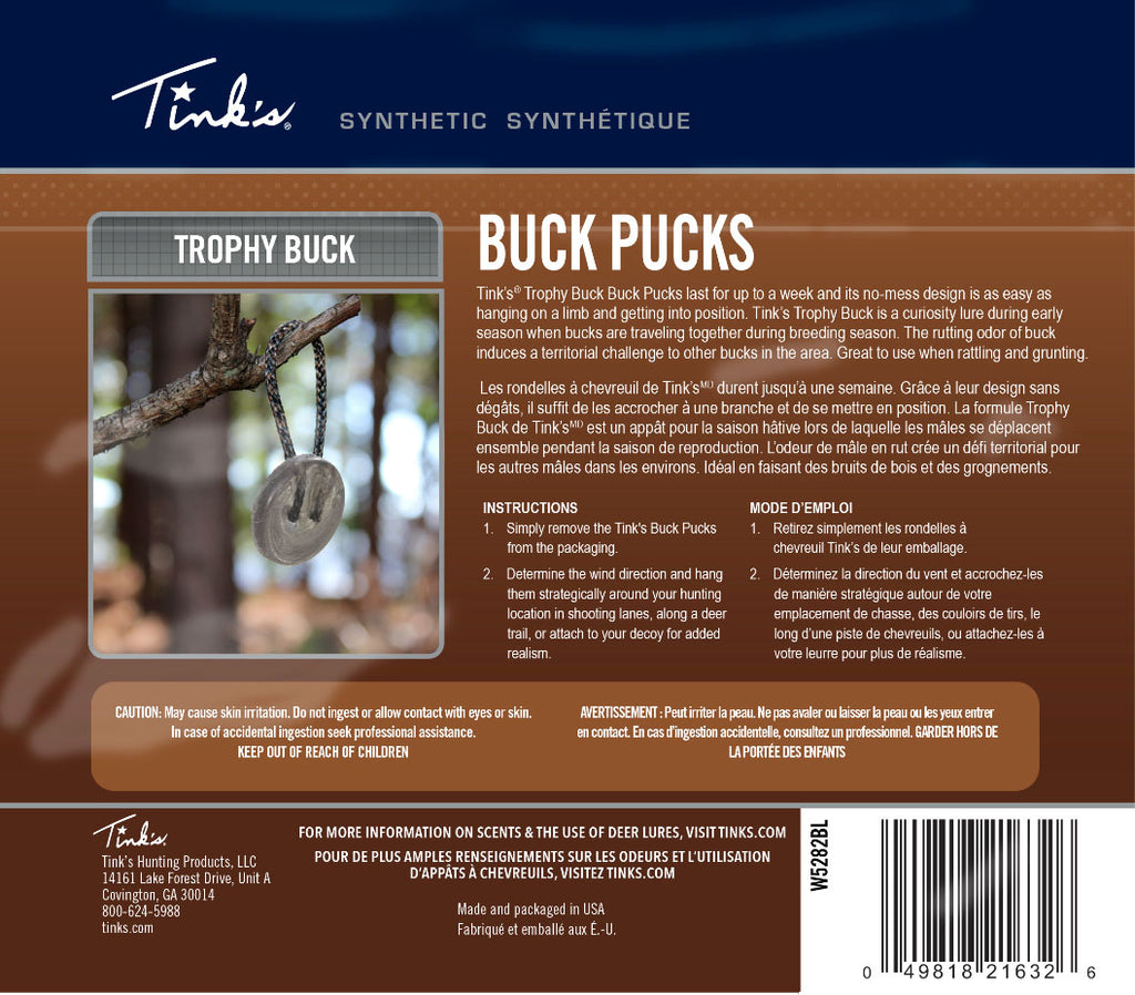 Trophy Buck Deer Synthetic Buck Pucks - Buck - 3/PK