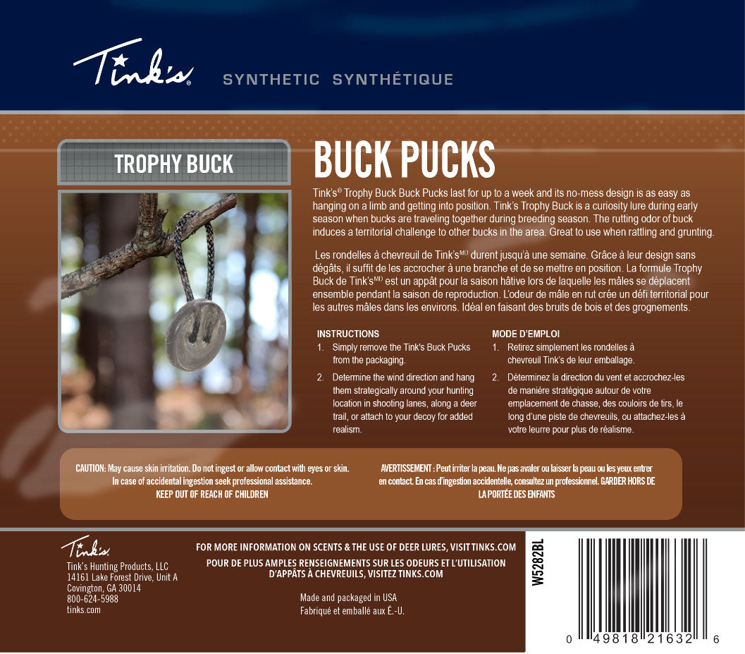 Trophy Buck Deer Synthetic Buck Pucks - Buck - 3/PK