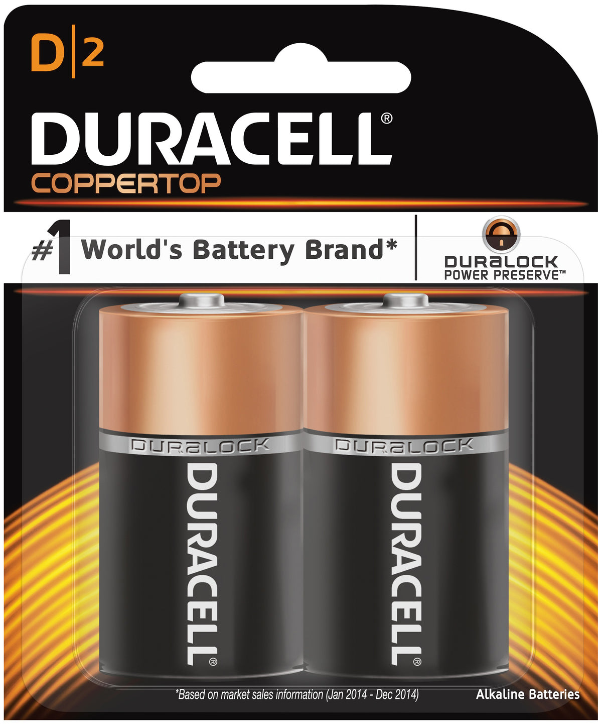 Coppertop D Alkaline Batteries - 2/PK