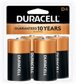 Coppertop D Alkaline Batteries - 4/PK