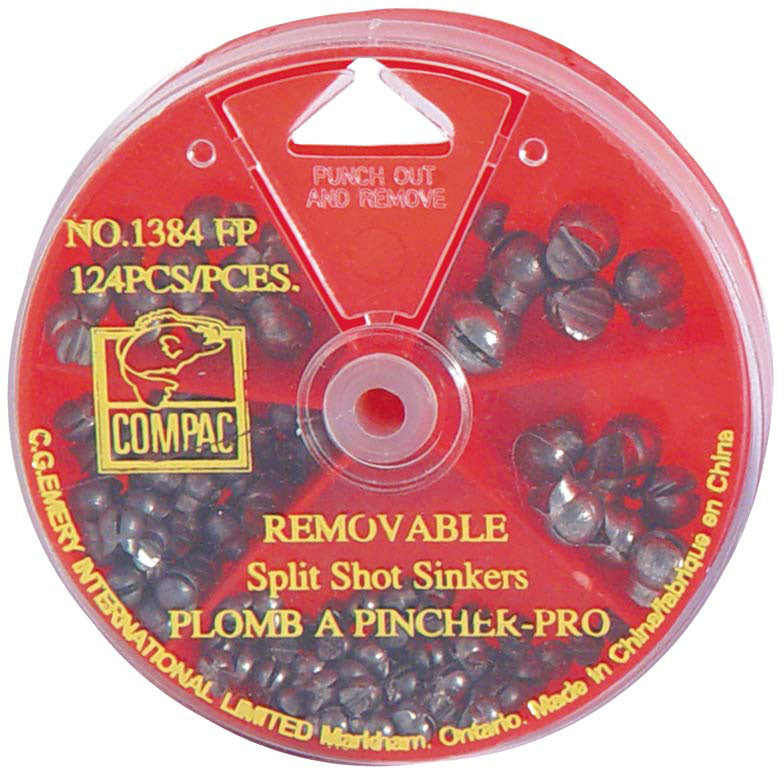 Removable Split Shot Sinkers Assortments Dispenser - 124/PK