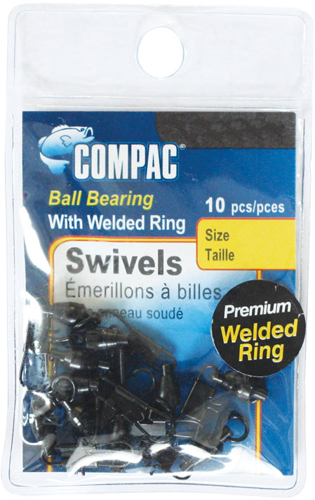 Black Welded Ball Bearing Swivels with Interlock Snap - #4 - 10/PK