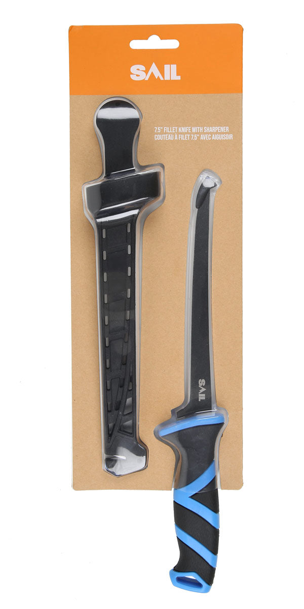 Fishing Fillet Knife with Sharpener - 7.5 in.