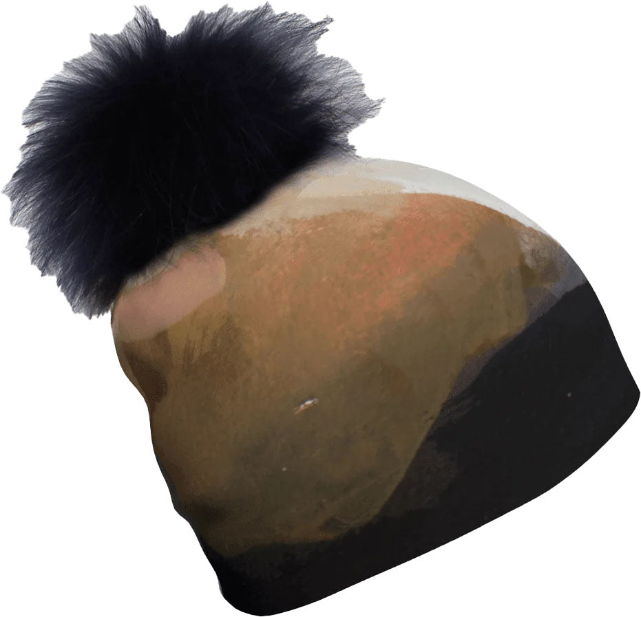 Ponytail Beanie with Navy Pompom - Women’s