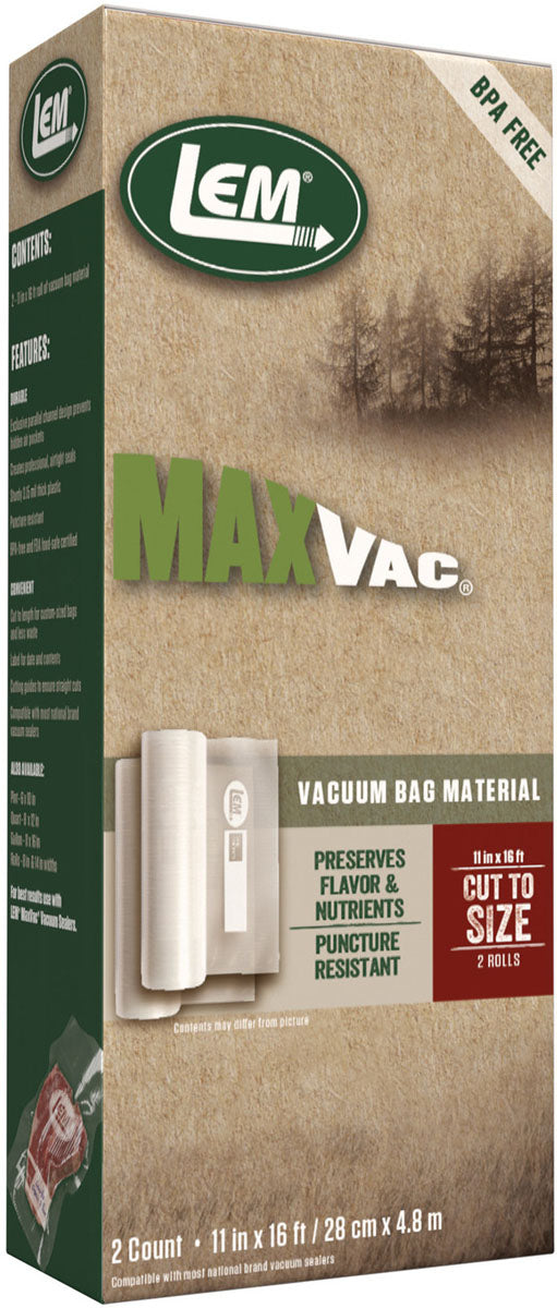 MaxVac Vacuum Bags Rolls - 11 in. x 16 ft. - 2/PK