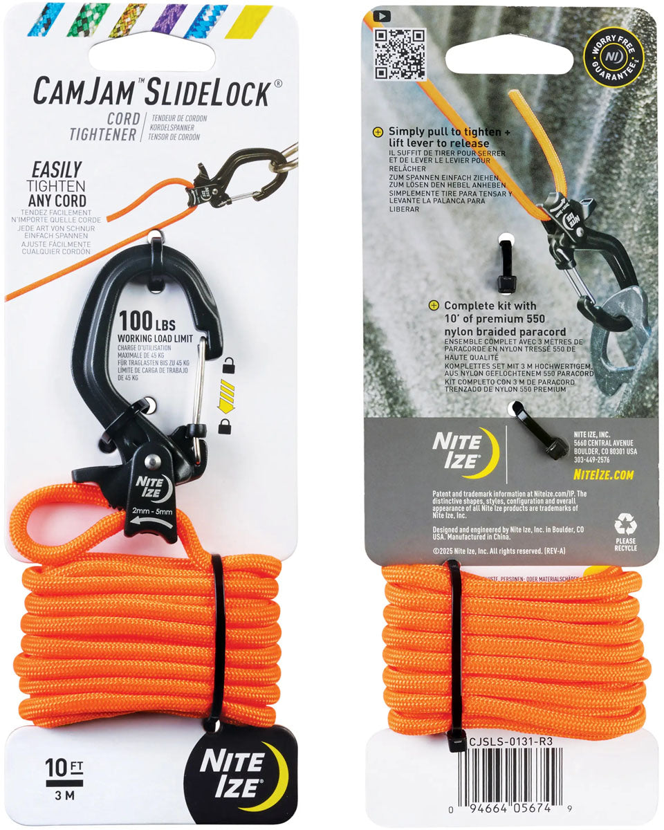 CamJam SlideLock Rope Tightener with 10 Ft. Paracord - Small
