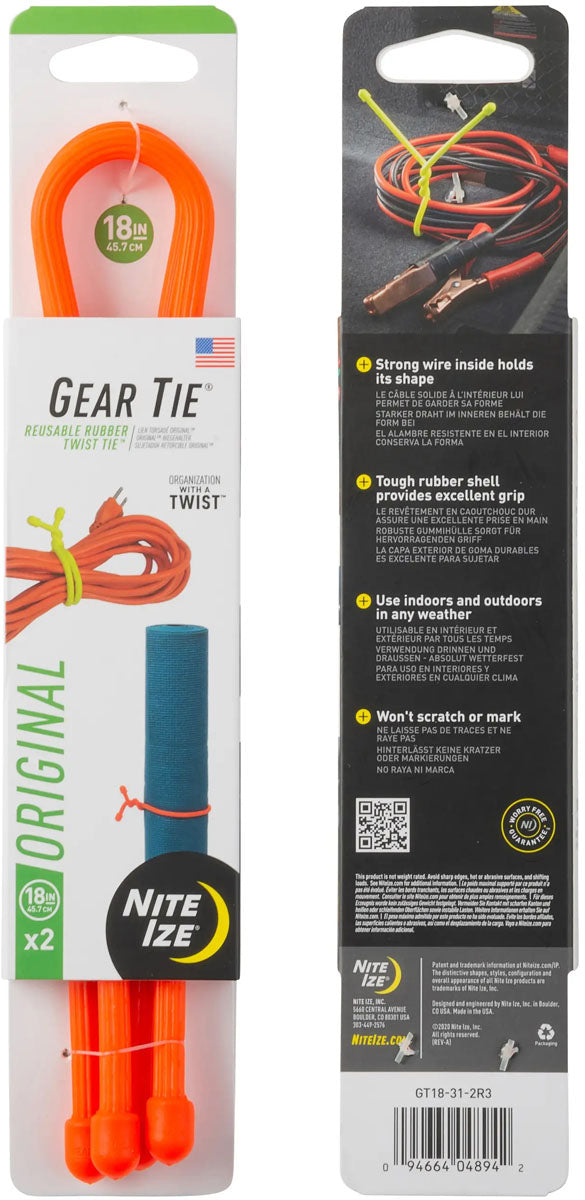 Gear Tie Original Reusable Rubber Twist Tie - 18 in. - 2/PK