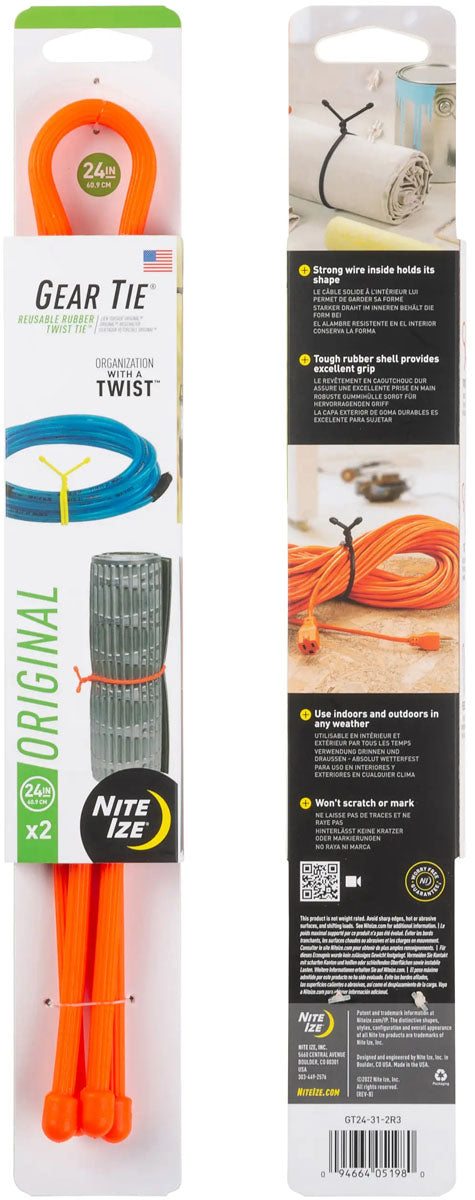 Gear Tie Original Reusable Rubber Twist Tie - 24 in. - 2/PK