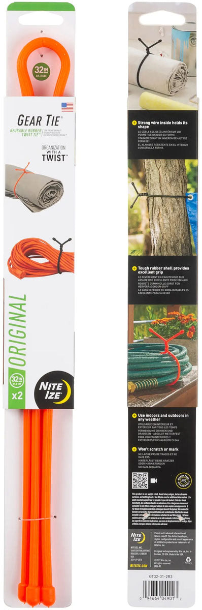Gear Tie Original Reusable Rubber Twist Tie - 32 in. - 2/PK