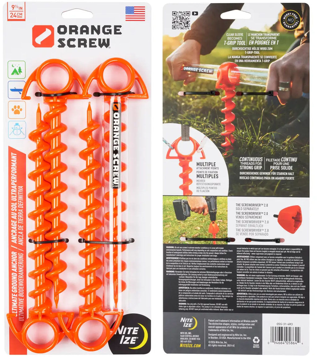 Orange Screw Ground Anchor  - 4/PK
