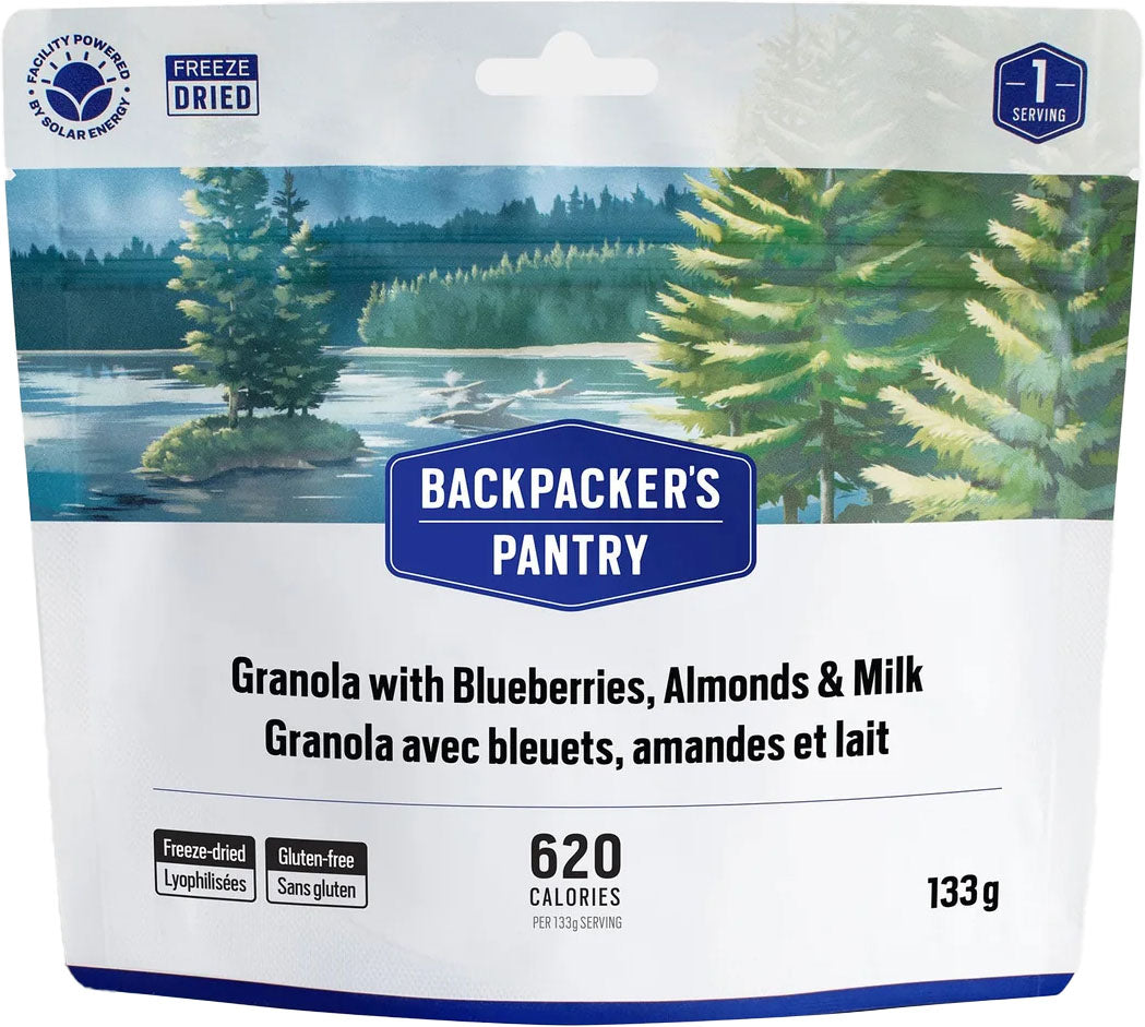 Granola with Blueberries, Almonds and Milk