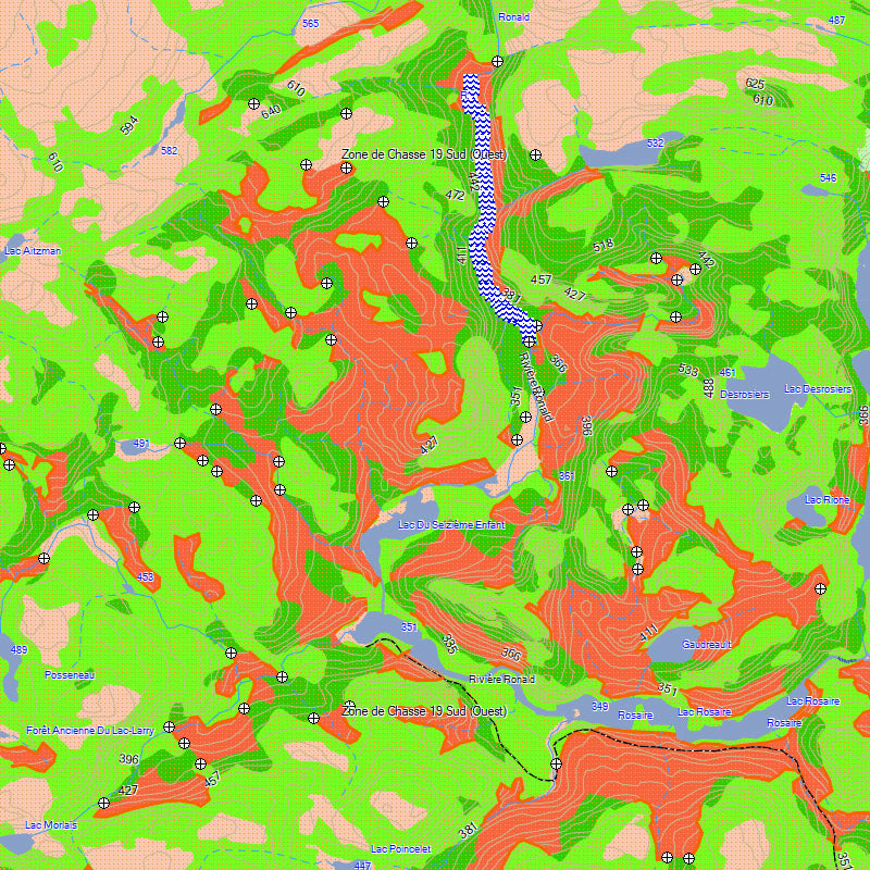 Quebec Hunting Map for GPS - Moose